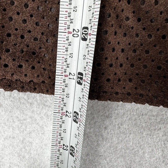 Sheri Bodell Suede Jacket Womens SMALL Brown Eyelet Artsy Zip Up Leather Coat - Picture 14 of 15